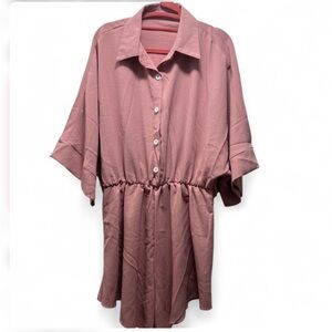 Pink Button-Up Romper - L